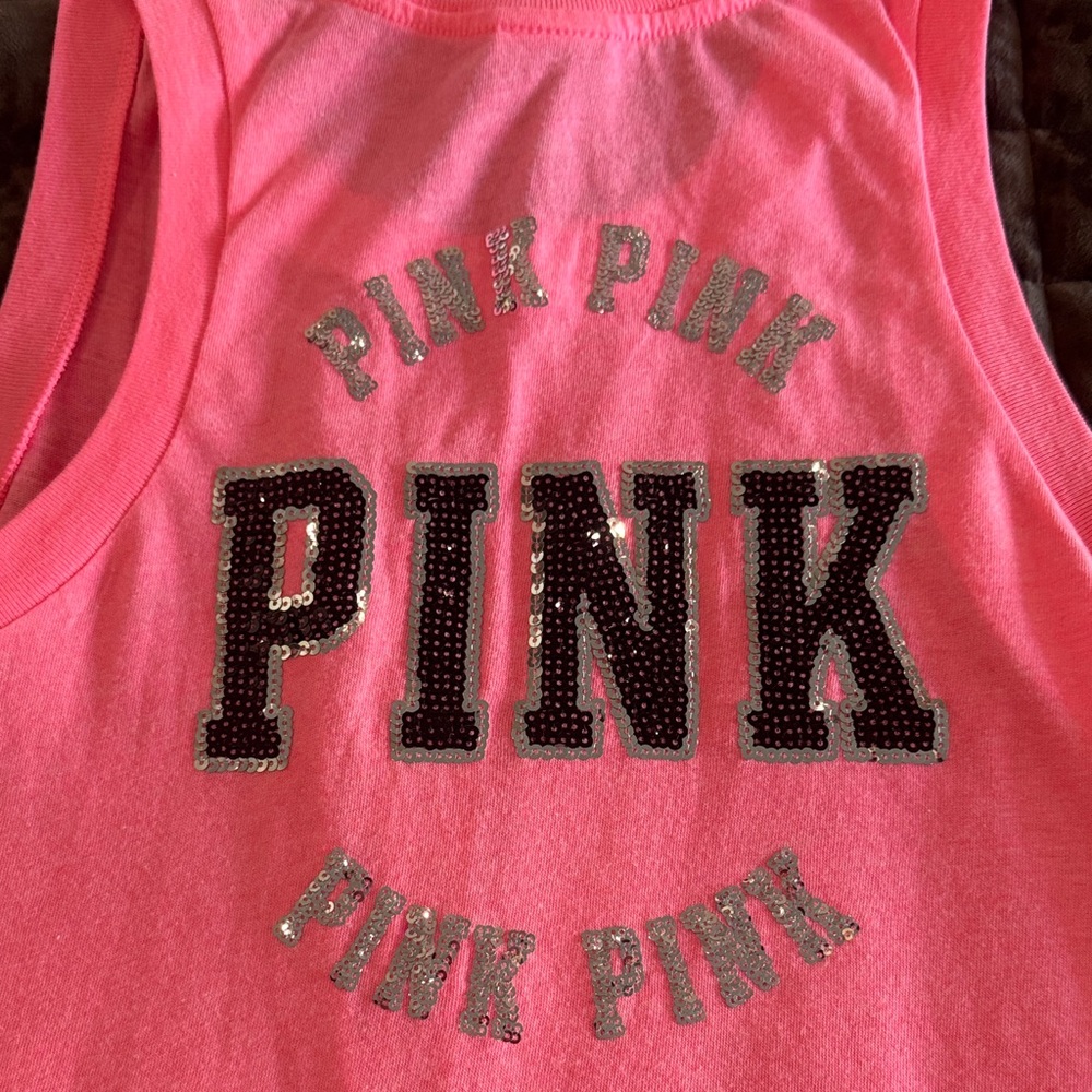PINK Victoria's Secret Pink Tank Top with Black and Silver Sequins